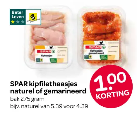 Aanbieding: kipfilethaasjes naturel of gemarineerd