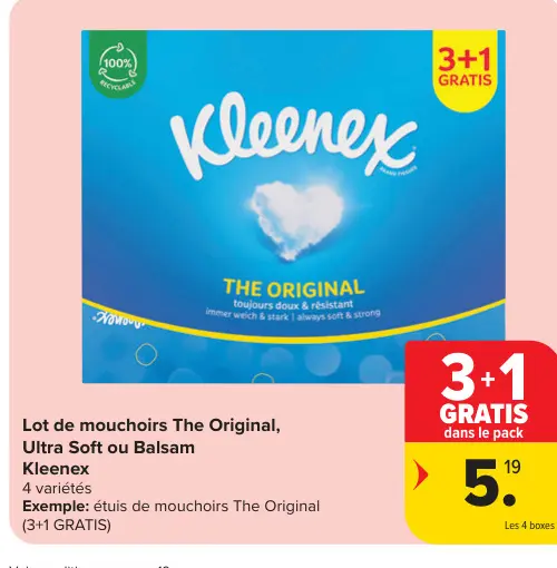 Offre: Lot de mouchoirs The Original, Ultra Soft ou Balsam