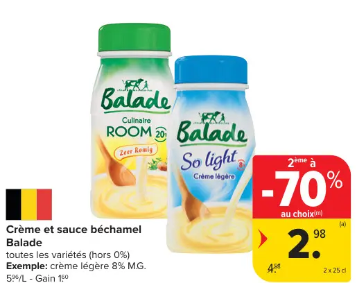 Offre: Crème et sauce béchamel