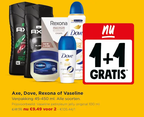 Promotie: Axe, Dove, Rexona of Vaseline