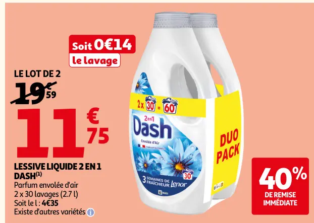 Promotie: Lessive liquide 2 en 1