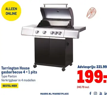 Aanbieding: Tarrington House gasbarbecue 4 + 1 pits