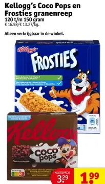 Aanbieding: Kellogg's Coco Pops en Frosties granenreep