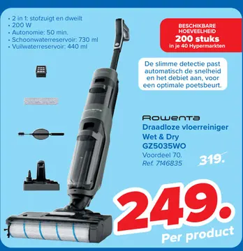 Aanbieding: Draadloze vloerreiniger Wet & Dry GZ5035WO