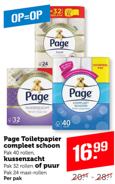 Aanbieding: Page Toiletpapier compleet schoon , kussenzacht of puur