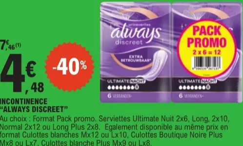 Offre: Incontinence