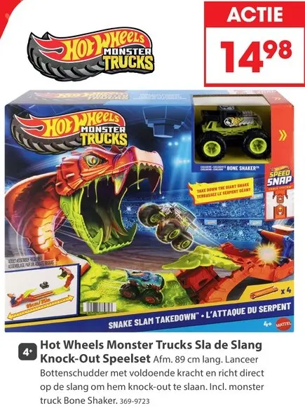 Aanbieding: Hot Wheels monster trucks snake slam takedown track