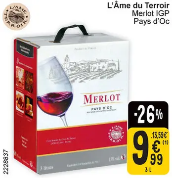 Aanbieding: L'âme du Terroir Merlot IGP Pays d'Oc