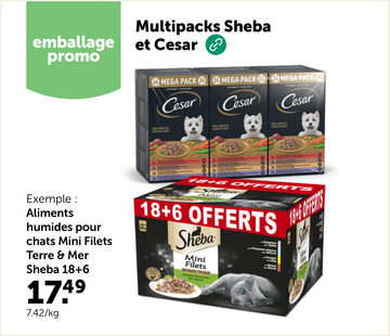 Offre: Aliments humides pour chats Mini Filets Terre & Mer Sheba 18 + 6