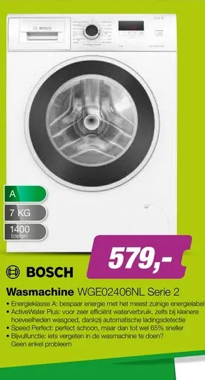 Aanbieding: BOSCH WGE02406NL Serie 2 Wasmachine
