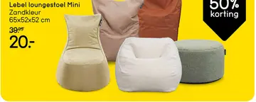 Aanbieding: Lebel loungestoel mini - zand - 65x52x52 cm