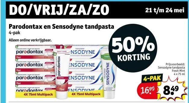 Aanbieding: Parodontax en Sensodyne tandpasta