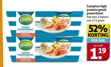 Aanbieding: Campina high protein greek powerbowl