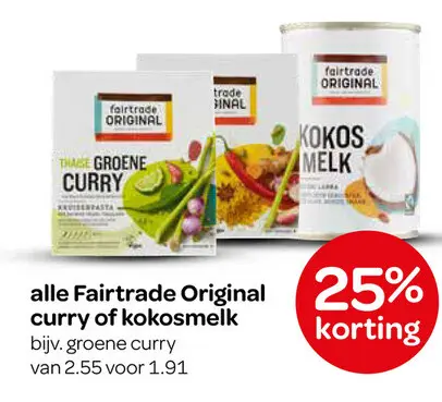Aanbieding: Fairtrade Original curry of kokosmelk