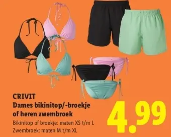 Aanbieding: Dames bikinitop/-broekje of heren zwembroek