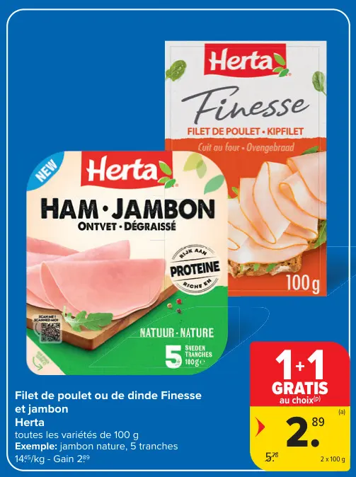 Offre: Filet de poulet ou de dinde Finesse et jambon