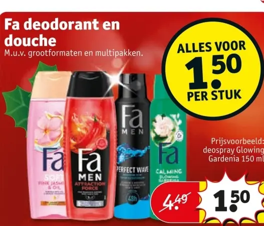Aanbieding: Fa deodorant en douche