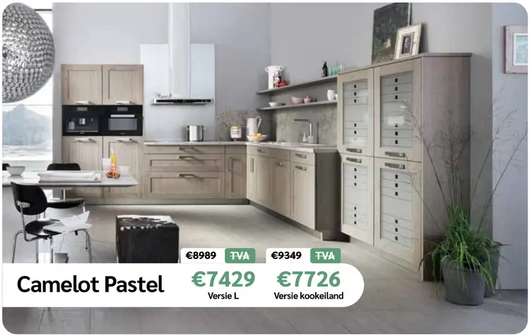 Promotie: Camelot Pastel Keuken Versie L of Kookeiland