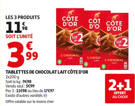 Promotie: Tablettes de chocolat lait
