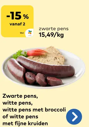 Promotie: Zwarte pens, witte pens, witte pens met broccoli of witte pens met fijne kruiden