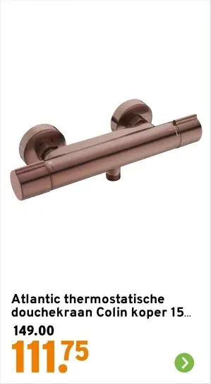 Aanbieding: thermostatische douchekraan Colin koper