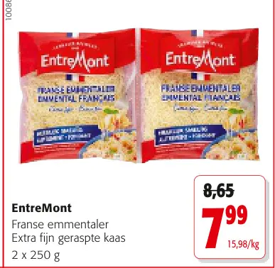 Promotie: Franse emmentaler Extra fijn geraspte kaas