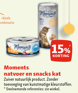 Aanbieding: Moments natvoer en snacks kat 15% korting
