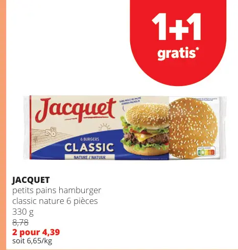 Offre: Petits pains hamburger classic nature