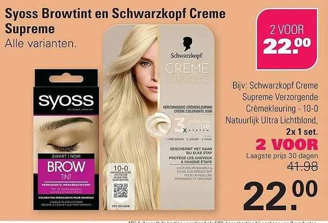 Aanbieding: Syoss Browtint en Schwarzkopf Creme Supreme