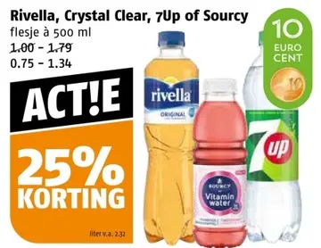 Aanbieding: Rivella, Crystal Clear, 7Up of Sourcy