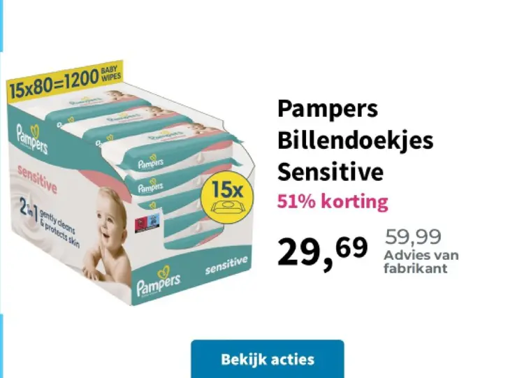 Promotie: Pampers Billendoekjes Sensitive