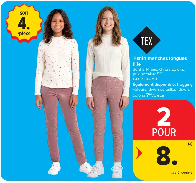 Offre: T-shirt manches longues fille