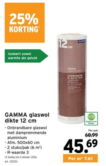 Promotie: GAMMA glaswol dikte 12 cm