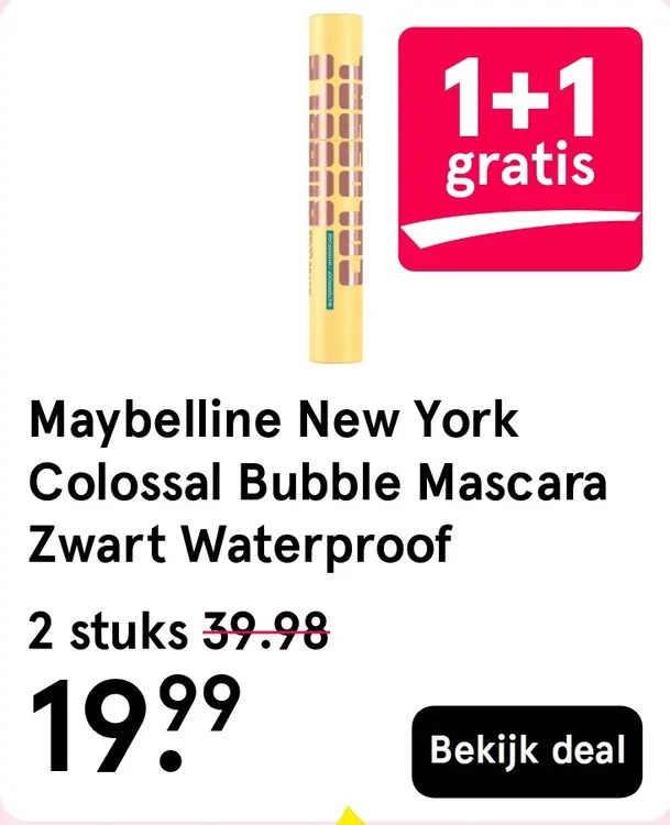 Aanbieding: Colossal Bubble Mascara Zwart Waterproof