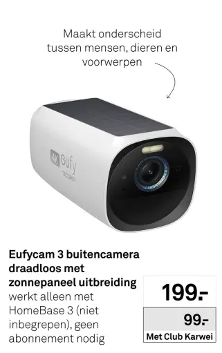 Aanbieding: Eufycam 3 buitencamera draadloos met zonnepaneel uitbreiding