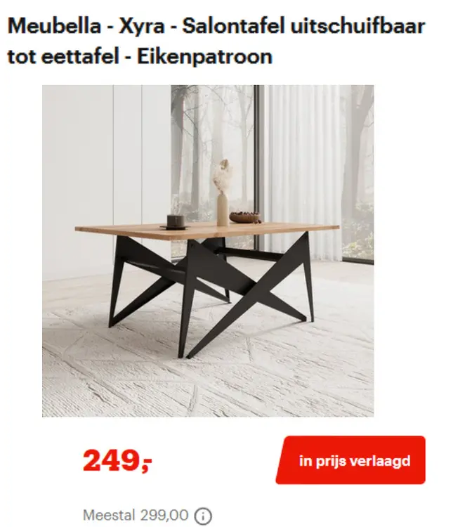 Aanbieding: Meubella - Xyra - Salontafel uitschuifbaar to