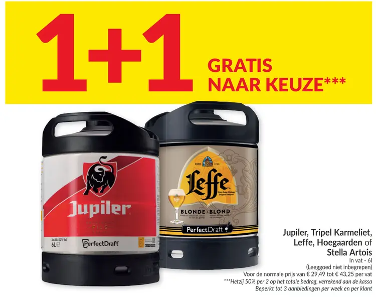 Promotie: Jupiler, Tripel Karmeliet, Leffe, Hoegaarden of Stella Artois