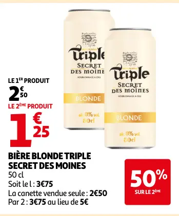 Offre: Bière blonde Triple secret des moines