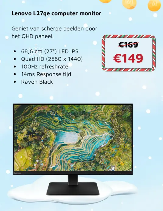 Aanbieding: Lenovo L27qe computer monitor