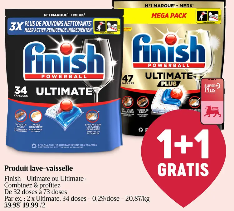 Offre: Produit lave-vaisselle Finish - Ultimate ou U