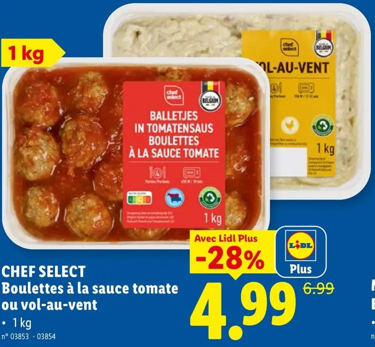 Offre: Boulettes à la sauce tomate ou vol-au-vent