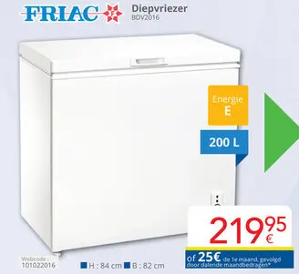 Aanbieding: FRIAC Diepvriezer BOV2016