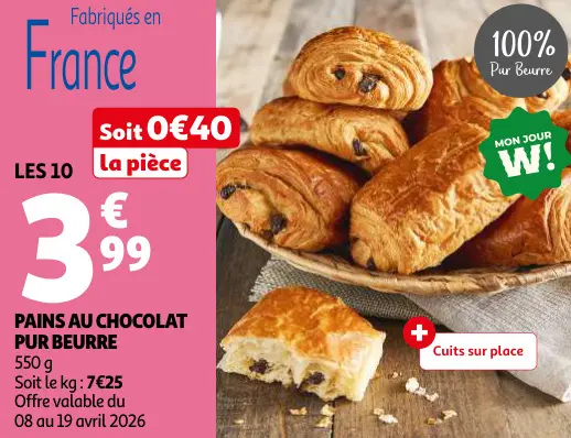 Promotie: Pains au chocolat pur beurre