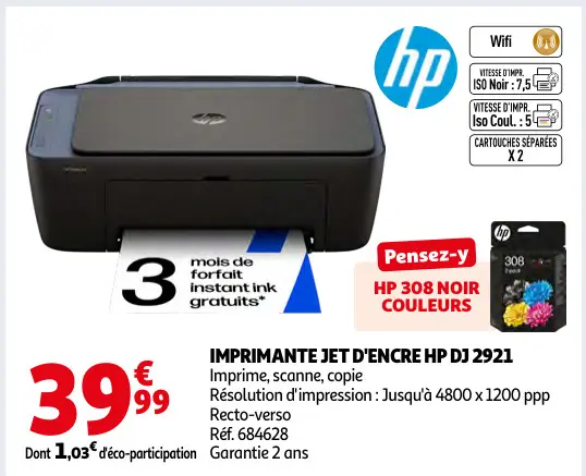 Offre: Imprimante jet d'encre HP dj 2921