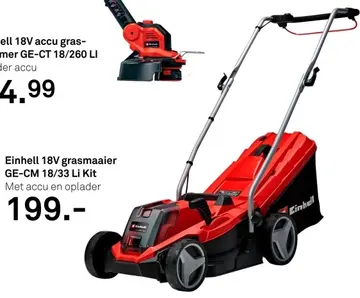 Aanbieding: Einhell 18V grasmaaier GE-CM 18/33 Li Kit