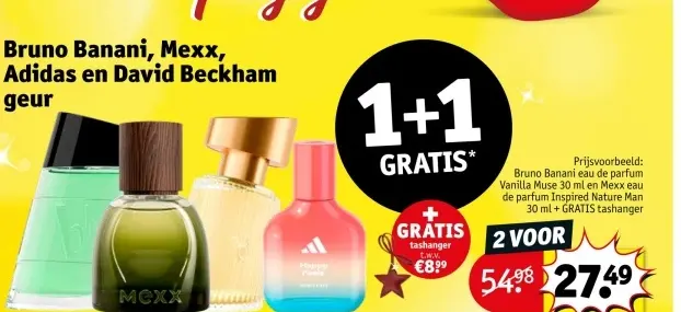 Aanbieding: Bruno Banani, Mexx, Adidas en David Beckham geur