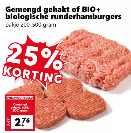 Aanbieding: Gemengd gehakt of BIO+ biologische runderhamburgers