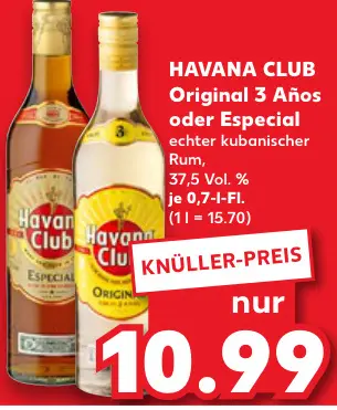 Aanbieding: HAVANA CLUB Original 3 Años oder Especial