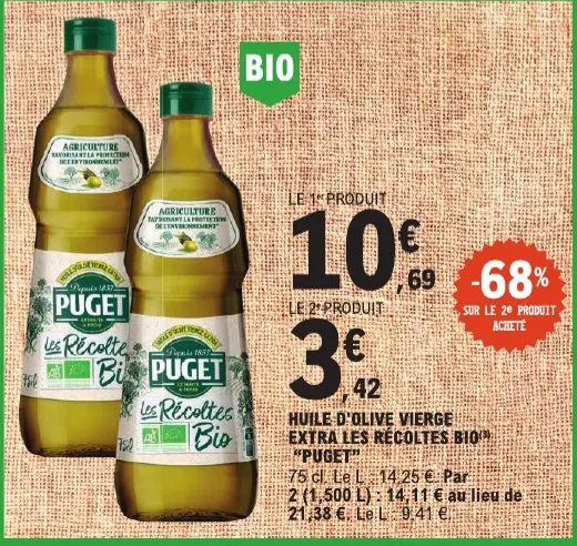 Offre: Huile d'olive vierge extra les recoltes bio