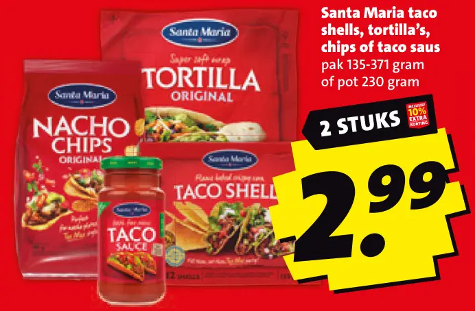 Aanbieding: Taco shells, tortilla's, chips of taco saus